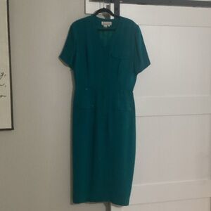Essentials Teal Midi Dress 100% Silk